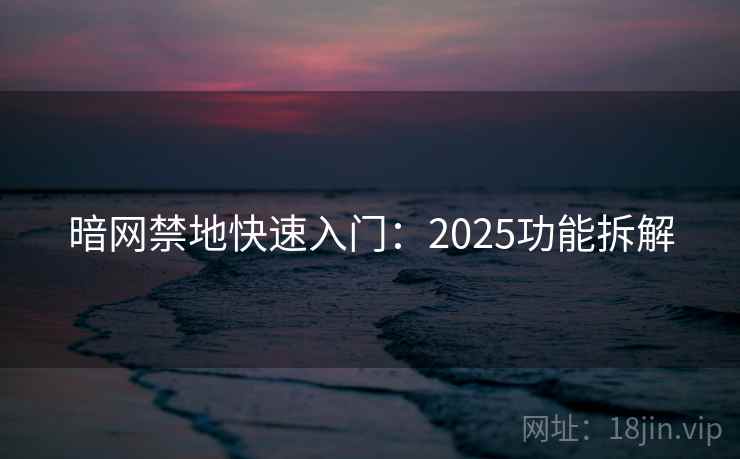 暗网禁地快速入门：2025功能拆解